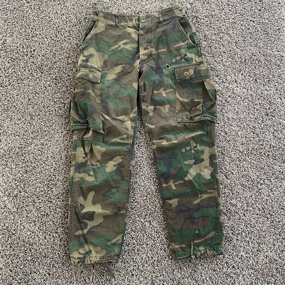 Vintage 70s ERDL Camo Jungle Pant Size Small Regular Combat Tropical Poplin READ